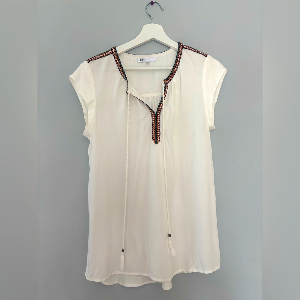 DR2  Boho Tunic  Top -white size  S